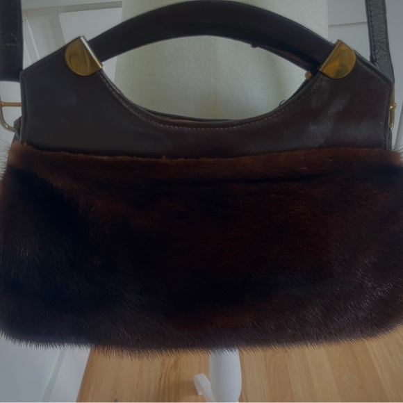 SOLD; EXCELLENT NATURAL RICH RANCH MINK FUR HANDBAG  HIDDEN HAND MUFF LEATHER - Picture 11 of 11